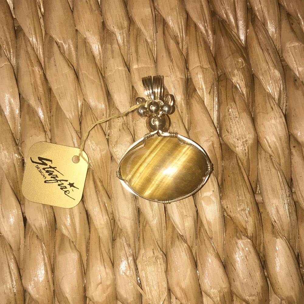 Starfire Designs Handmade Double-Sided Tiger Eye & Black Onyx Pendant, $250